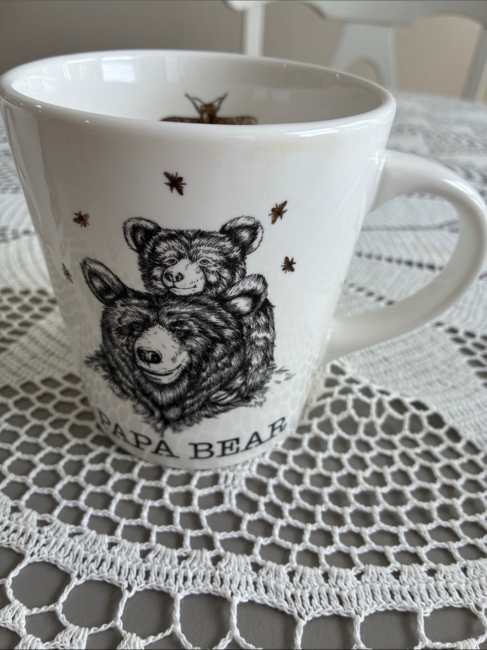 Mama Bear & Papa Bear Ceramic Mugs - White with Black Bear Art—williams sonoma - Picture 3 of 5